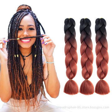 48 Inch Ultra Color 3 Tone Whole Sale Synthetic Xuchang Jumbo Ombre Crochet Hair Extension Jumbo Braids